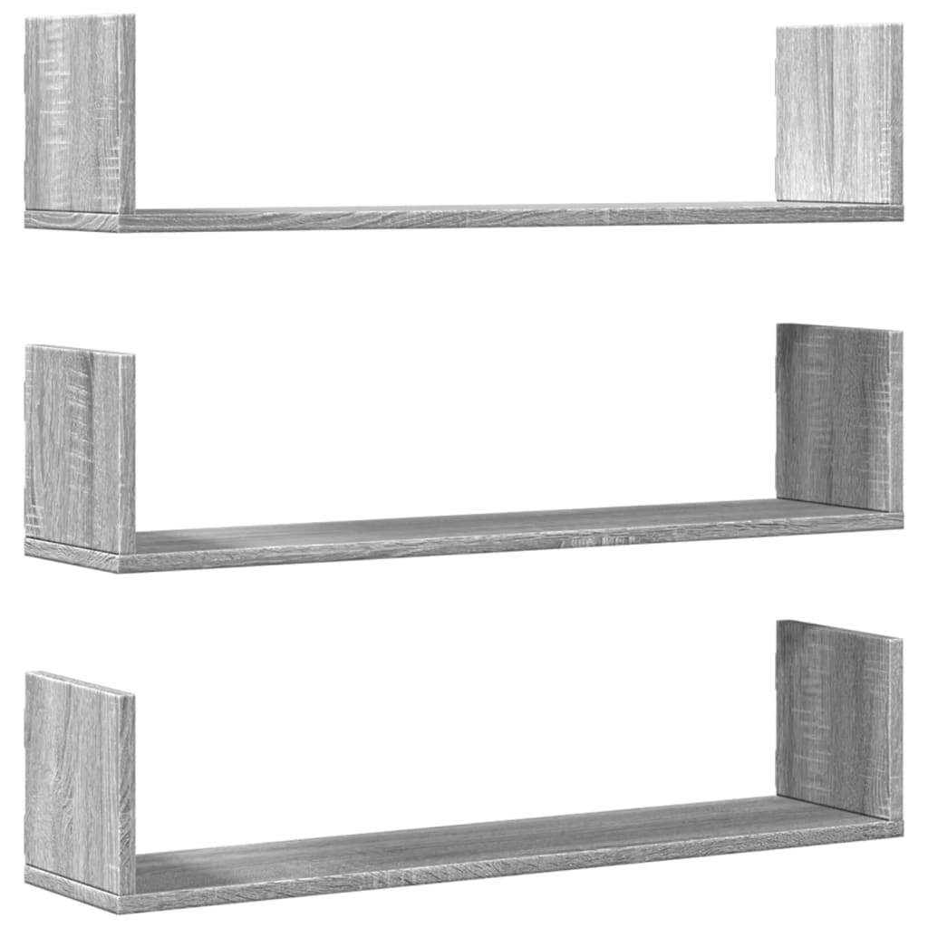 Wandschappen 3 st 80x18x18 cm bewerkt hout grijs sonoma eiken is nu te koop bij PeponiXL, paradijselijk wonen!