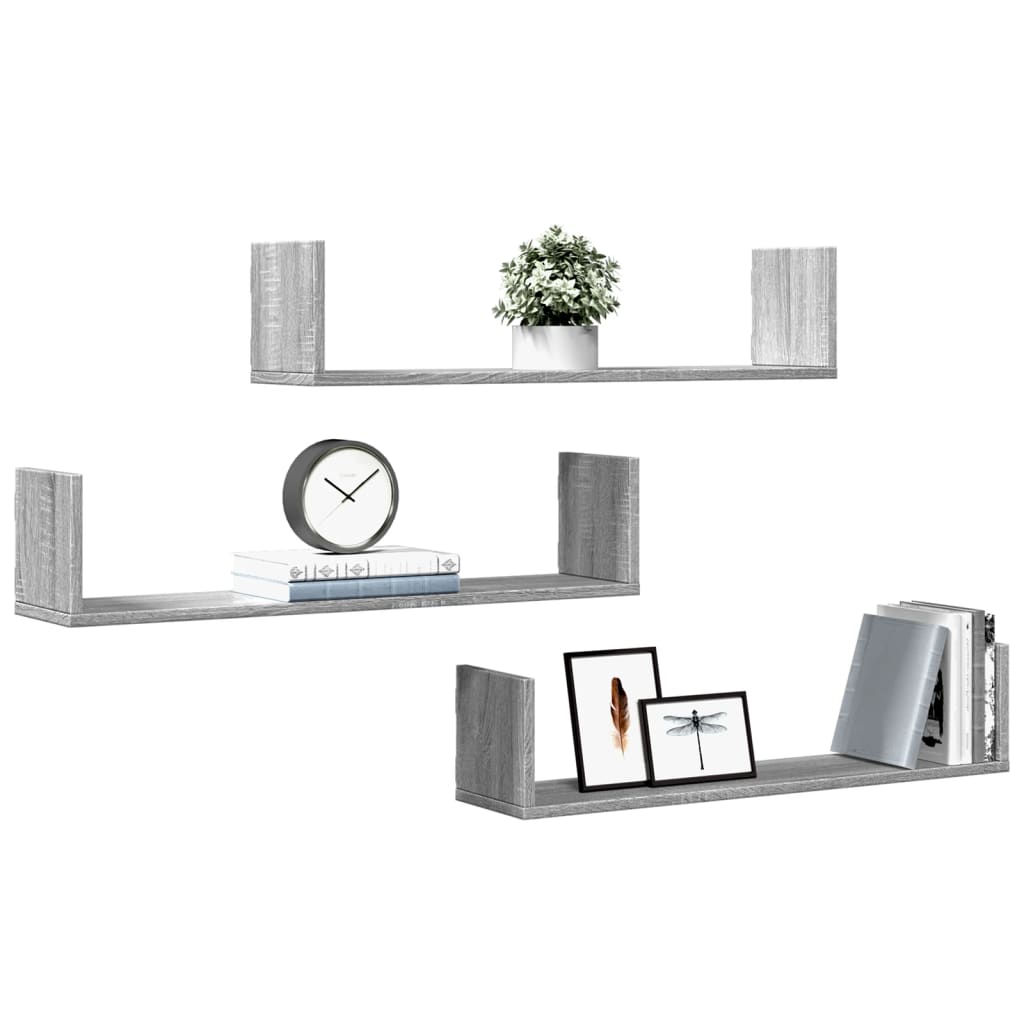 Wandschappen 3 st 80x18x18 cm bewerkt hout grijs sonoma eiken is nu te koop bij PeponiXL, paradijselijk wonen!