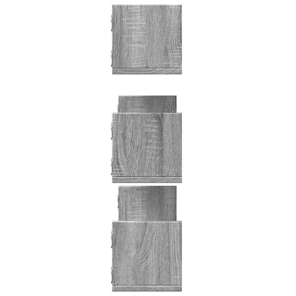Wandschappen 3 st 80x18x18 cm bewerkt hout grijs sonoma eiken is nu te koop bij PeponiXL, paradijselijk wonen!