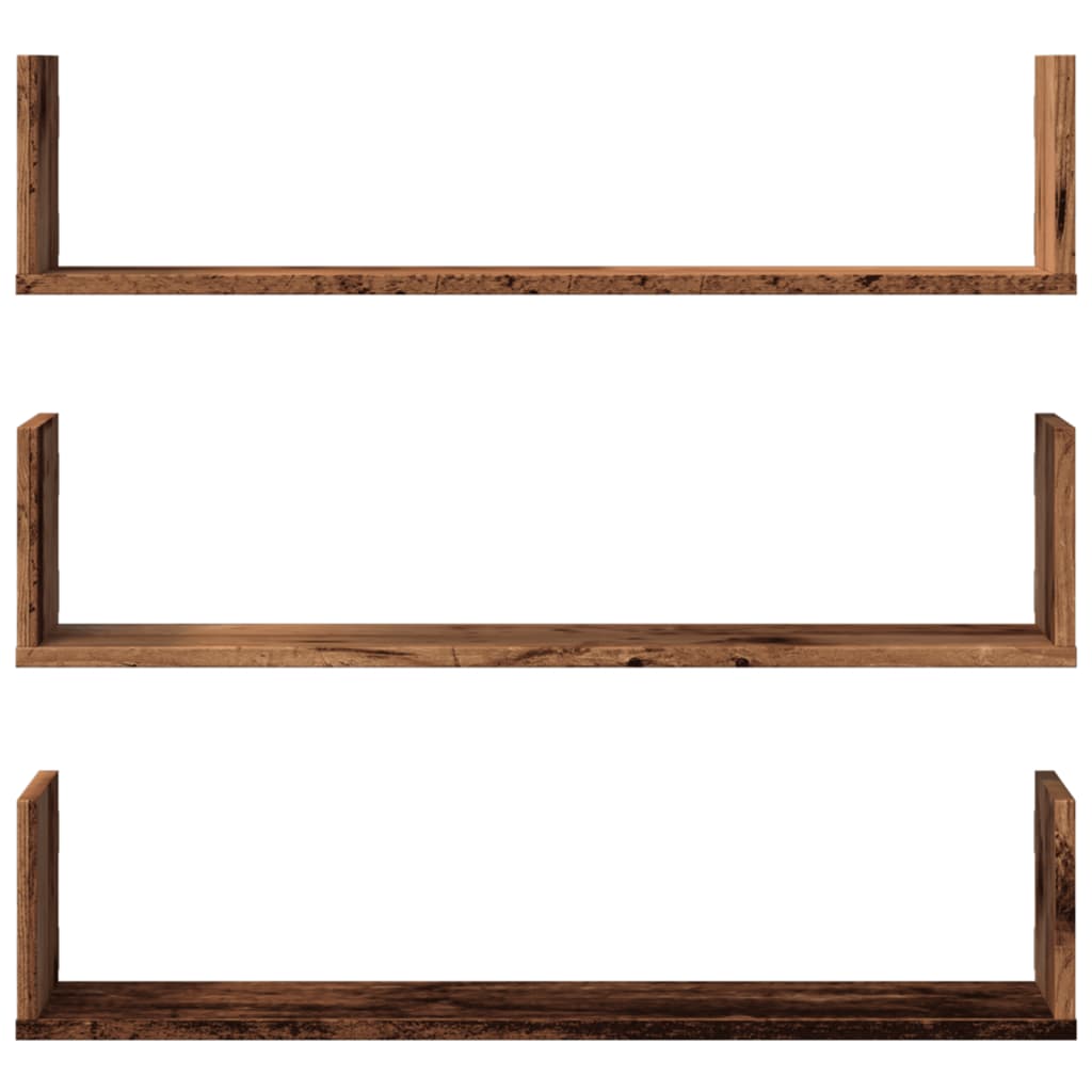 Wandschappen 3 st 80x18x18 cm bewerkt hout oud houtkleurig is nu te koop bij PeponiXL, paradijselijk wonen!