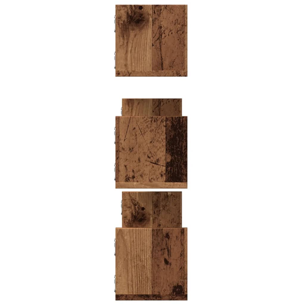 Wandschappen 3 st 80x18x18 cm bewerkt hout oud houtkleurig is nu te koop bij PeponiXL, paradijselijk wonen!