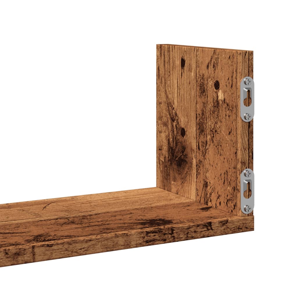 Wandschappen 3 st 80x18x18 cm bewerkt hout oud houtkleurig is nu te koop bij PeponiXL, paradijselijk wonen!