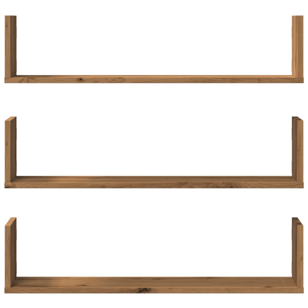 Wandschappen 3 st 80x18x18 cm bewerkt hout artisanaal eiken is nu te koop bij PeponiXL, paradijselijk wonen!