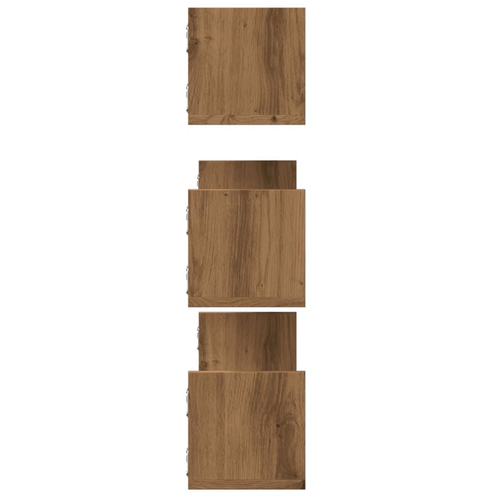 Wandschappen 3 st 80x18x18 cm bewerkt hout artisanaal eiken is nu te koop bij PeponiXL, paradijselijk wonen!