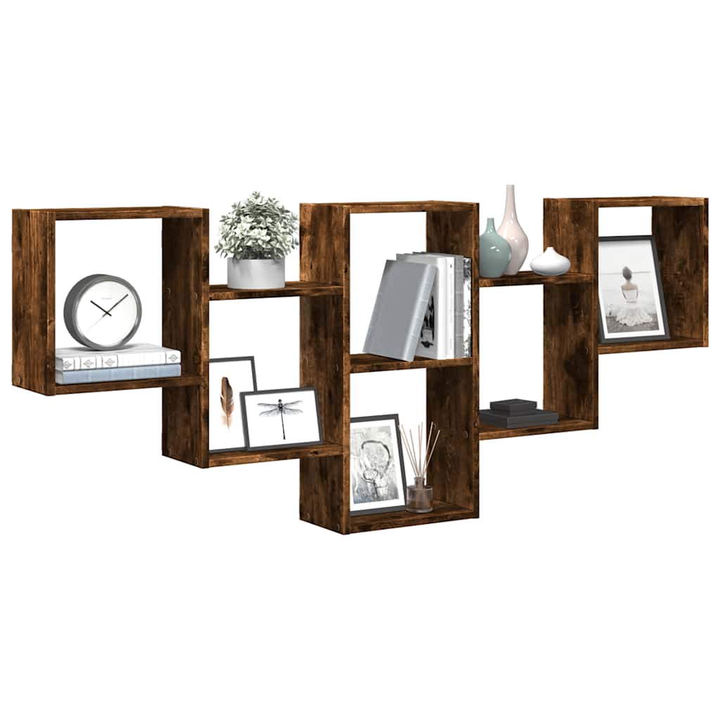 Wandschap 159x18x66 cm bewerkt hout gerookt eikenkleurig is nu te koop bij PeponiXL, paradijselijk wonen!