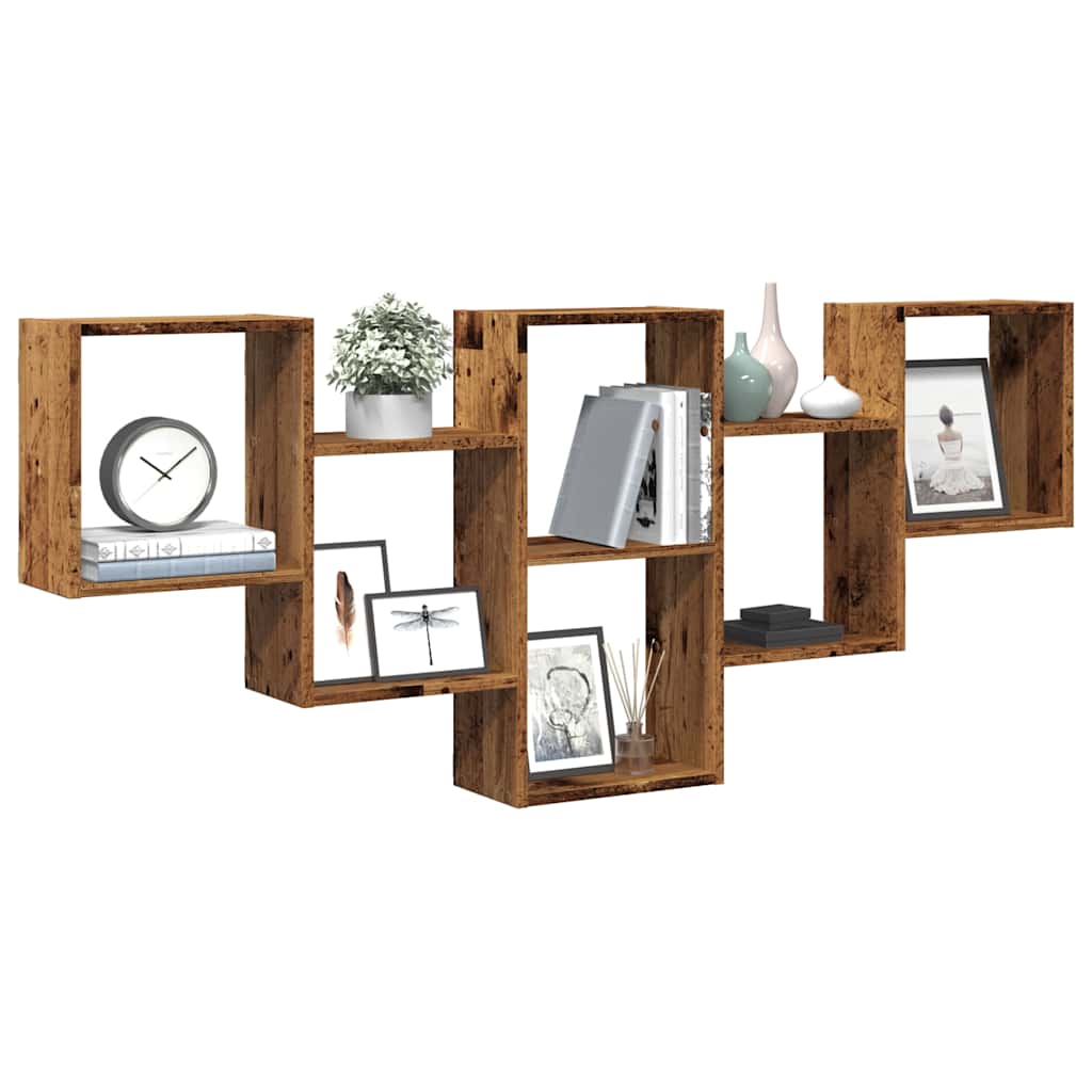 Wandschap 159x18x66 cm bewerkt hout oud houtkleurig is nu te koop bij PeponiXL, paradijselijk wonen!