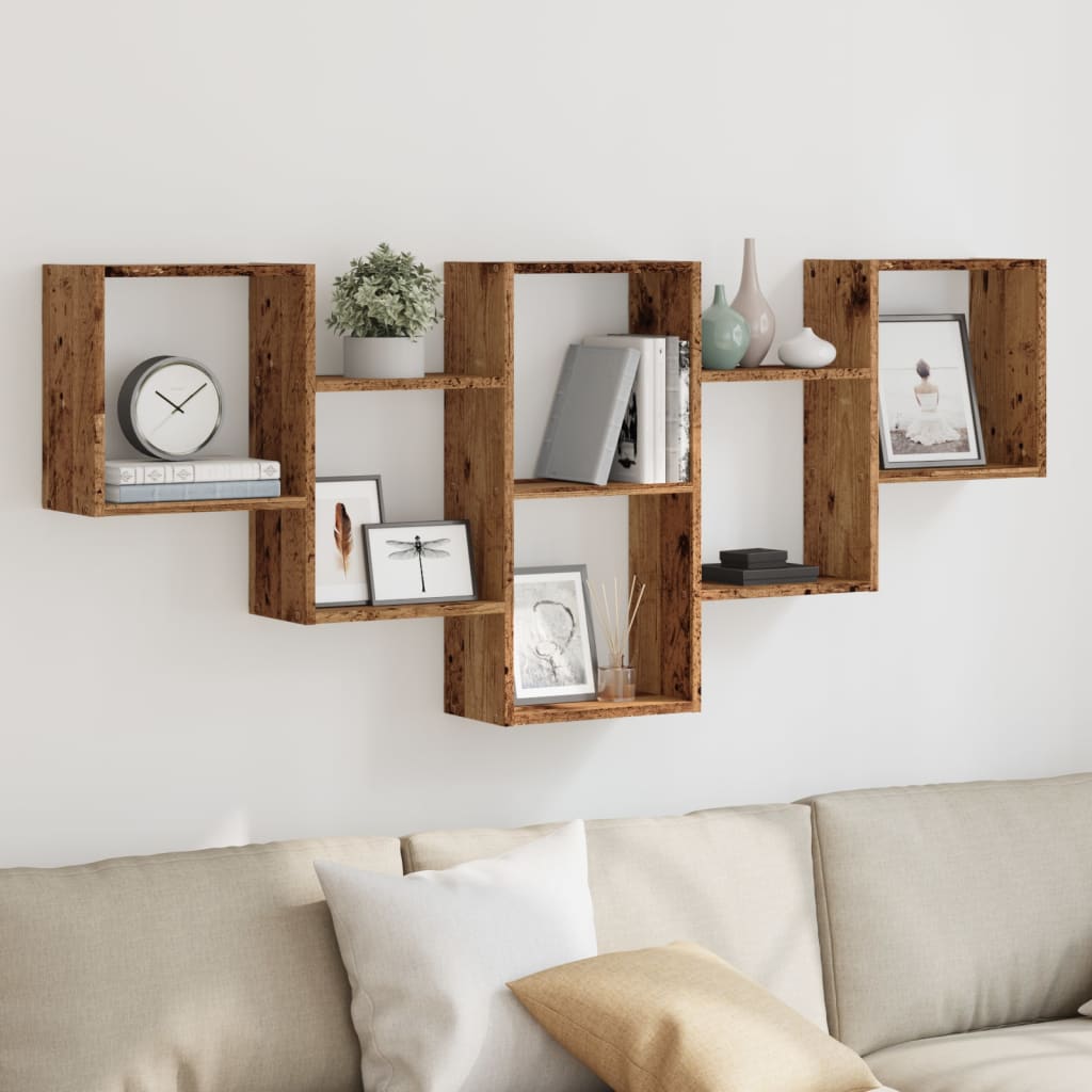 Wandschap 159x18x66 cm bewerkt hout oud houtkleurig is nu te koop bij PeponiXL, paradijselijk wonen!