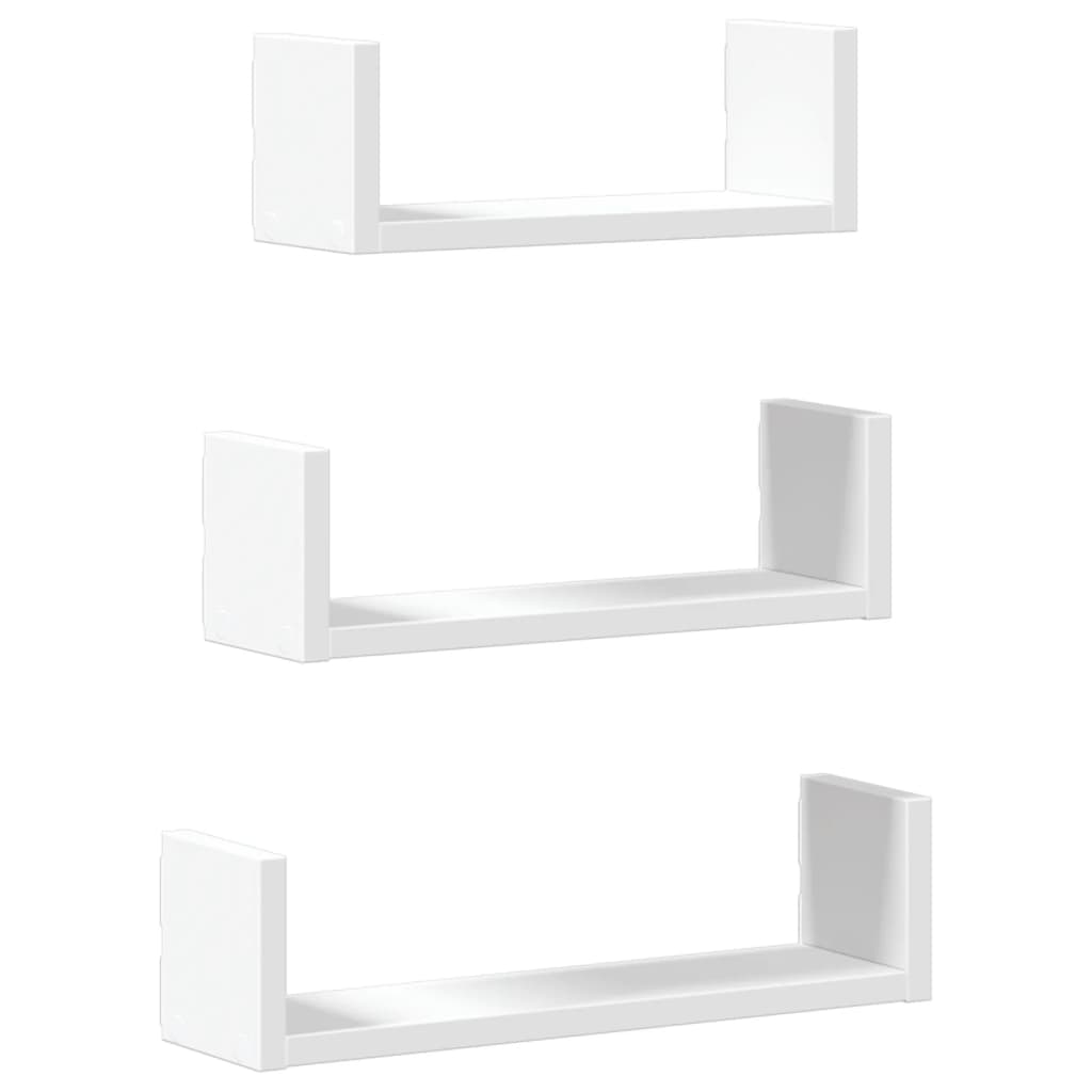 Wandschappen 3 st bewerkt hout wit is nu te koop bij PeponiXL, paradijselijk wonen!