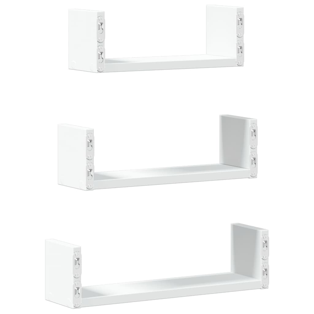 Wandschappen 3 st bewerkt hout wit is nu te koop bij PeponiXL, paradijselijk wonen!