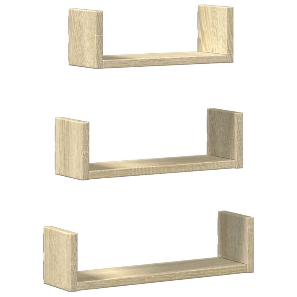 Wandschappen 3 st bewerkt hout sonoma eikenkleurig is nu te koop bij PeponiXL, paradijselijk wonen!