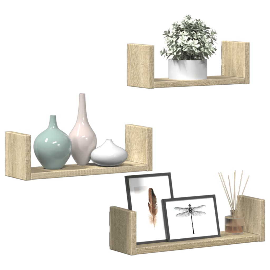Wandschappen 3 st bewerkt hout sonoma eikenkleurig is nu te koop bij PeponiXL, paradijselijk wonen!