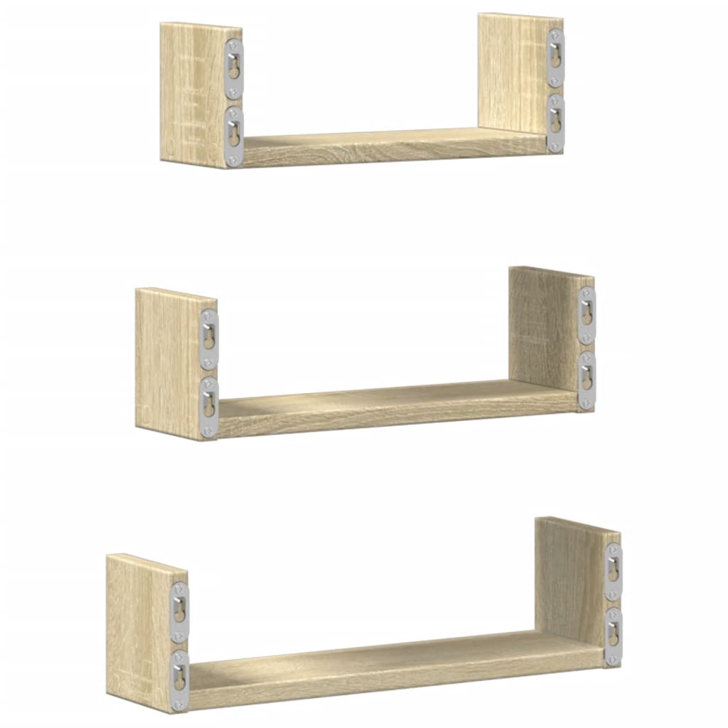 Wandschappen 3 st bewerkt hout sonoma eikenkleurig is nu te koop bij PeponiXL, paradijselijk wonen!