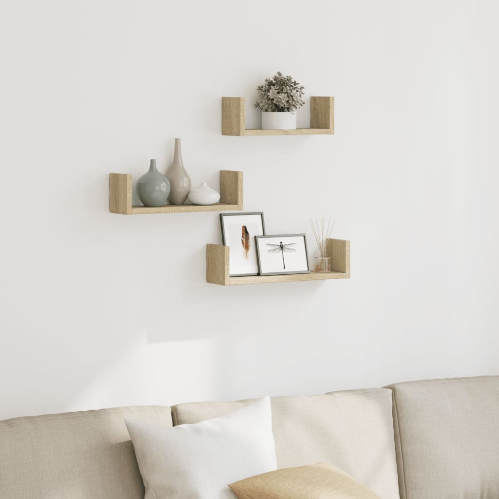 Wandschappen 3 st bewerkt hout sonoma eikenkleurig is nu te koop bij PeponiXL, paradijselijk wonen!