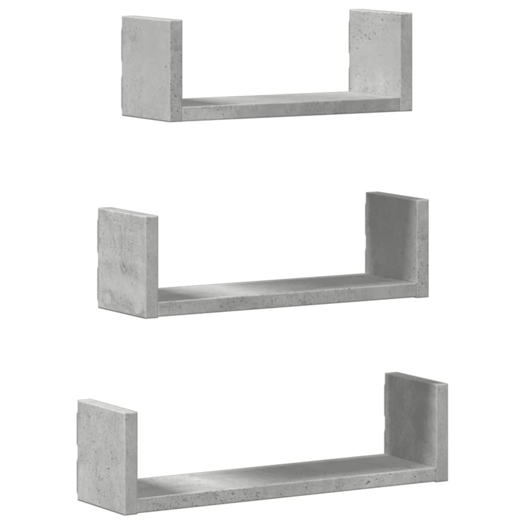 Wandschappen 3 st bewerkt hout betongrijs is nu te koop bij PeponiXL, paradijselijk wonen!