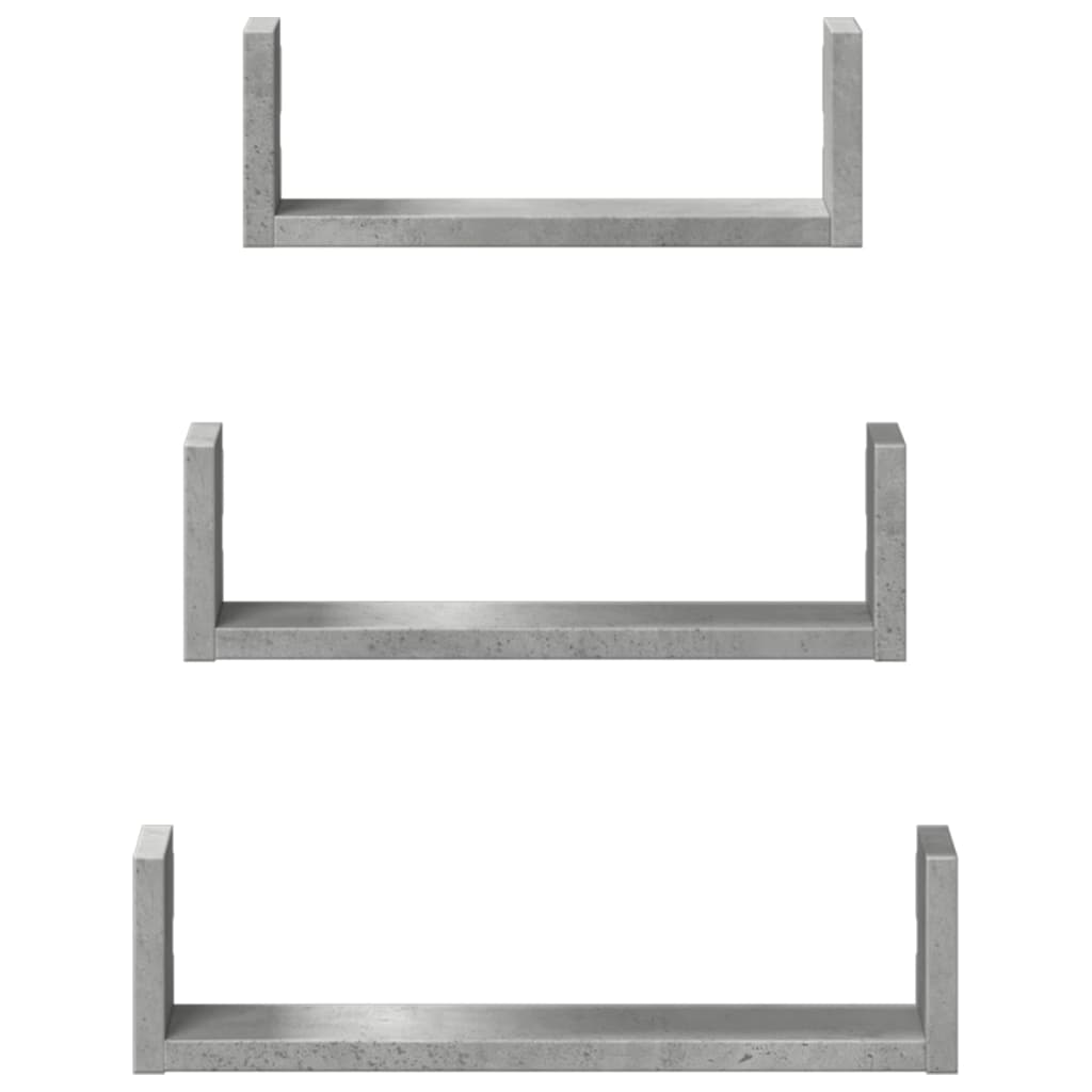 Wandschappen 3 st bewerkt hout betongrijs is nu te koop bij PeponiXL, paradijselijk wonen!