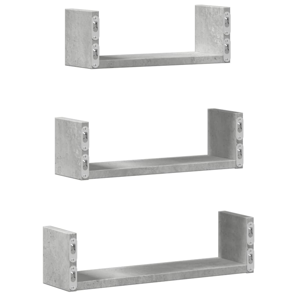 Wandschappen 3 st bewerkt hout betongrijs is nu te koop bij PeponiXL, paradijselijk wonen!