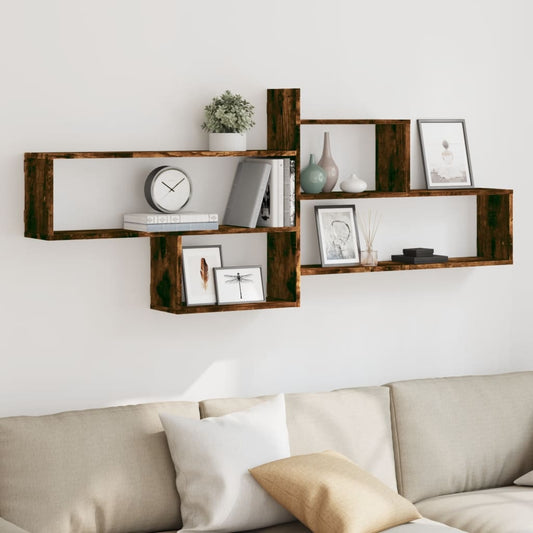 Wandschap 167,5x18x68 cm bewerkt hout gerookt eikenkleurig is nu te koop bij PeponiXL, paradijselijk wonen!