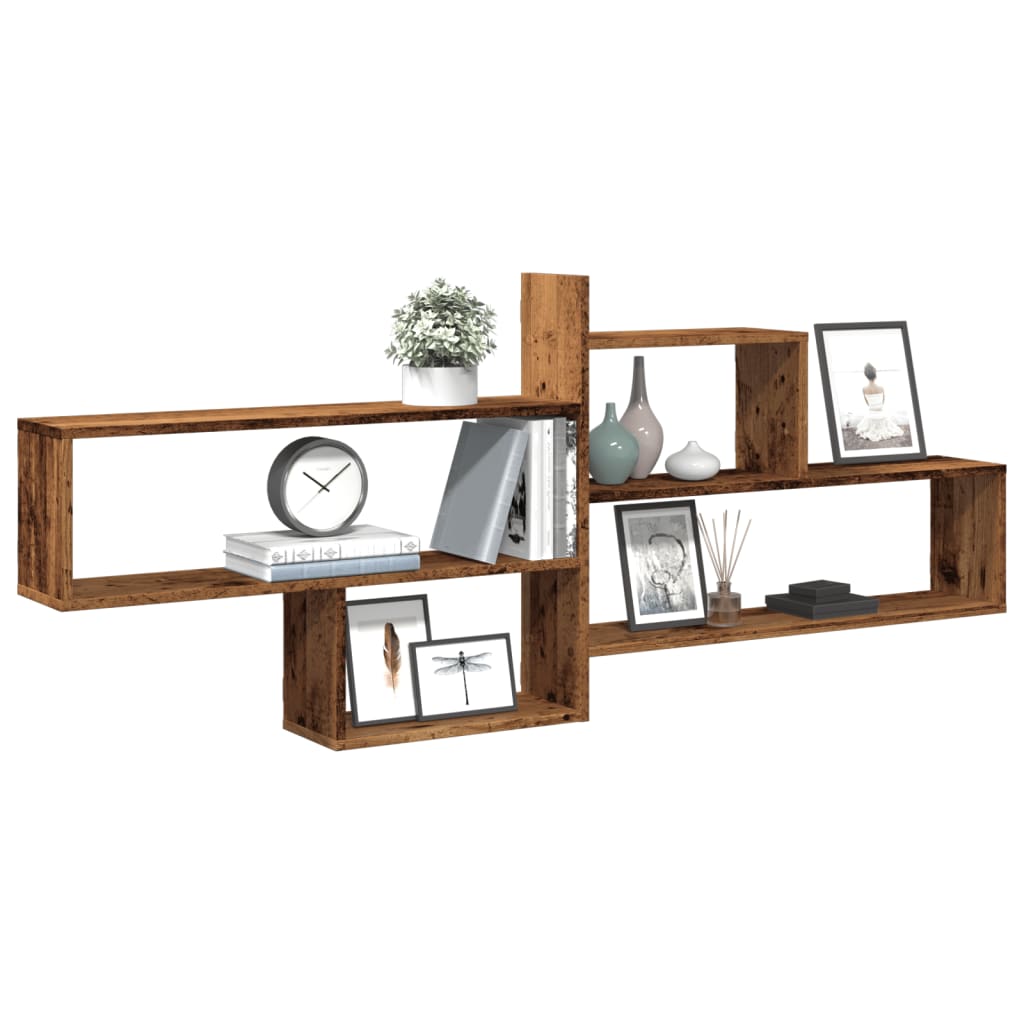 Wandschap 167,5x18x68 cm bewerkt hout oud houtkleurig is nu te koop bij PeponiXL, paradijselijk wonen!