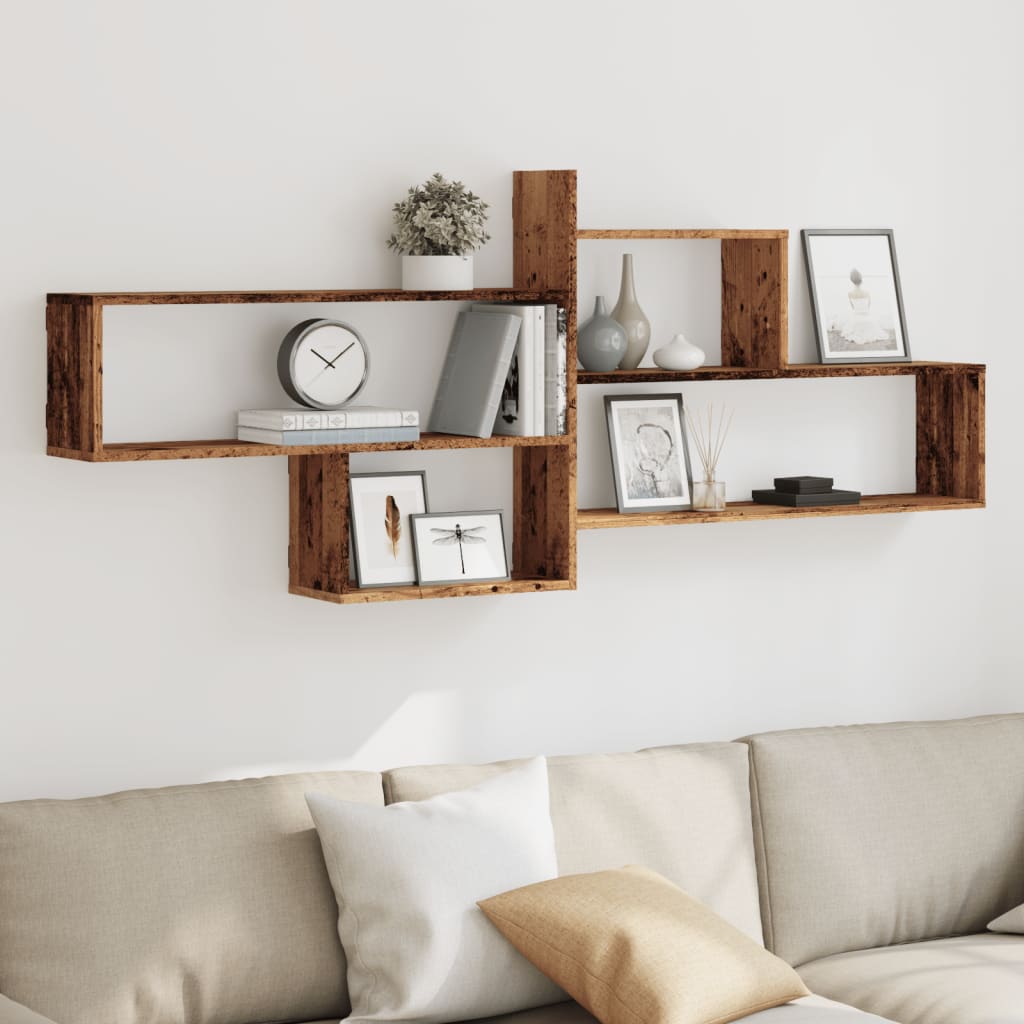 Wandschap 167,5x18x68 cm bewerkt hout oud houtkleurig is nu te koop bij PeponiXL, paradijselijk wonen!