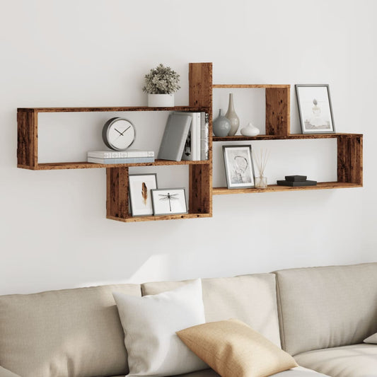 Wandschap 167,5x18x68 cm bewerkt hout oud houtkleurig is nu te koop bij PeponiXL, paradijselijk wonen!