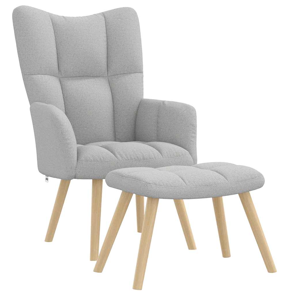 Relaxstoel met voetenbank stof wolk grijs is nu te koop bij PeponiXL, paradijselijk wonen!