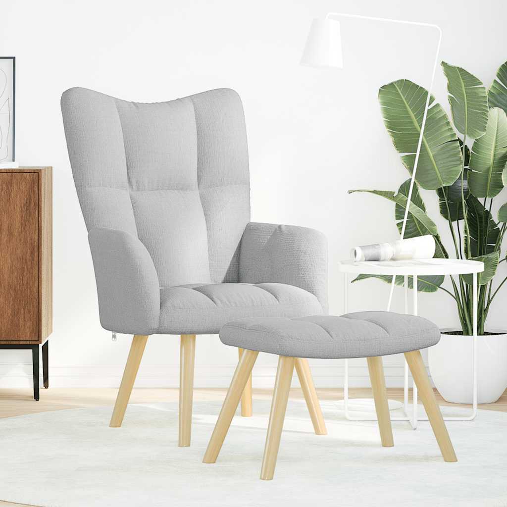 Relaxstoel met voetenbank stof wolk grijs is nu te koop bij PeponiXL, paradijselijk wonen!