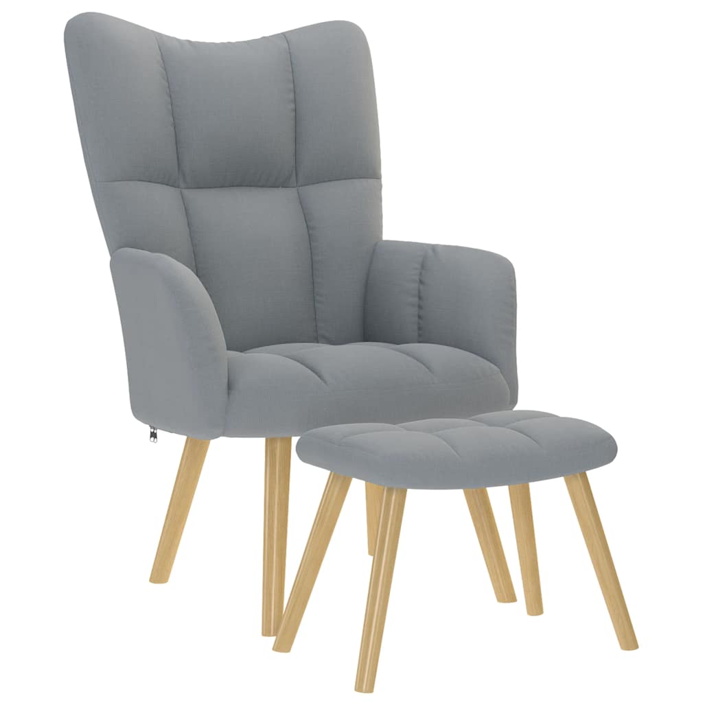 Relaxstoel met voetenbankje stof lichtgrijs is nu te koop bij PeponiXL, paradijselijk wonen!