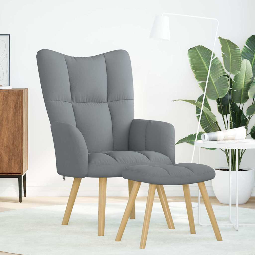 Relaxstoel met voetenbankje stof lichtgrijs is nu te koop bij PeponiXL, paradijselijk wonen!