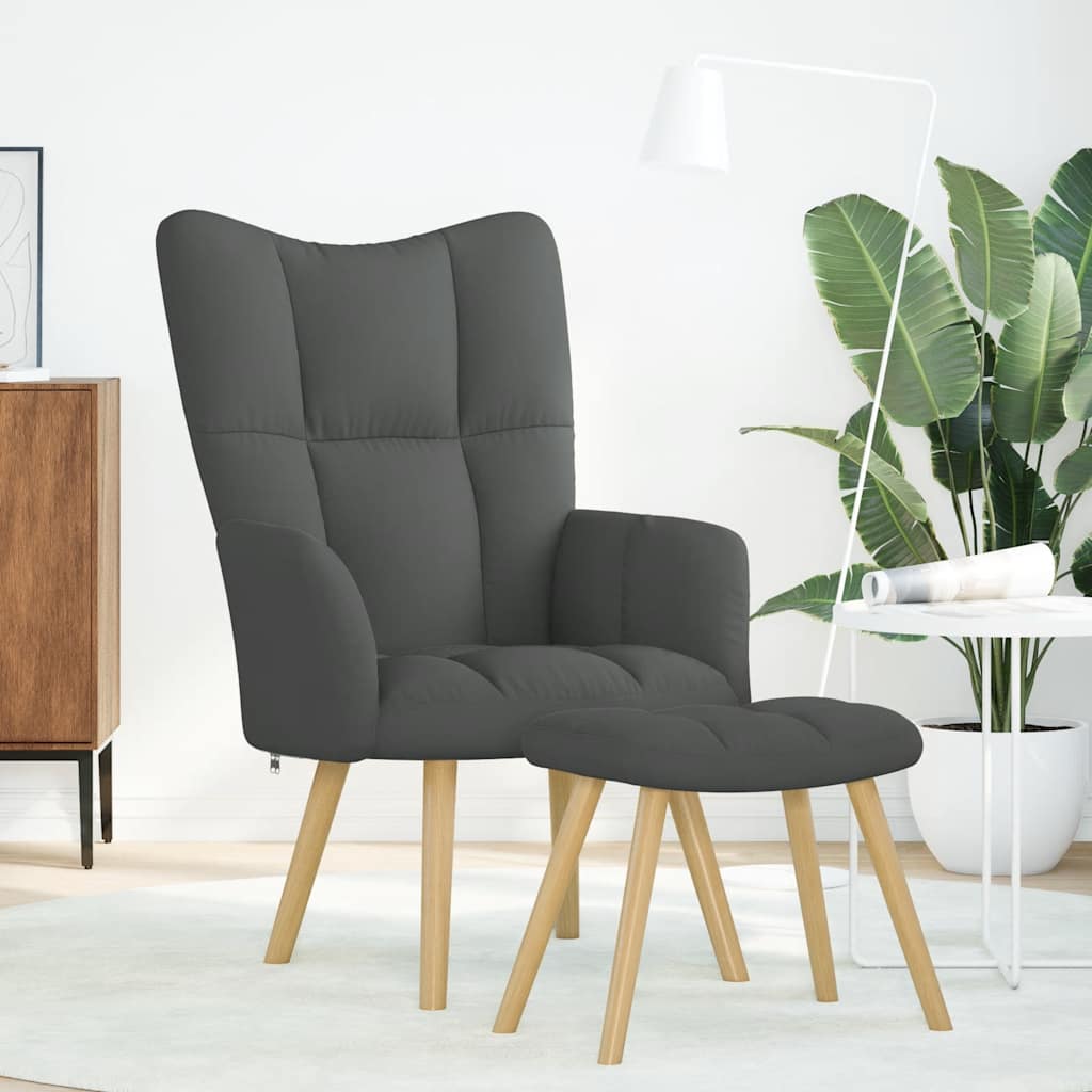 Relaxstoel met voetenbank stof donkergrijs is nu te koop bij PeponiXL, paradijselijk wonen!
