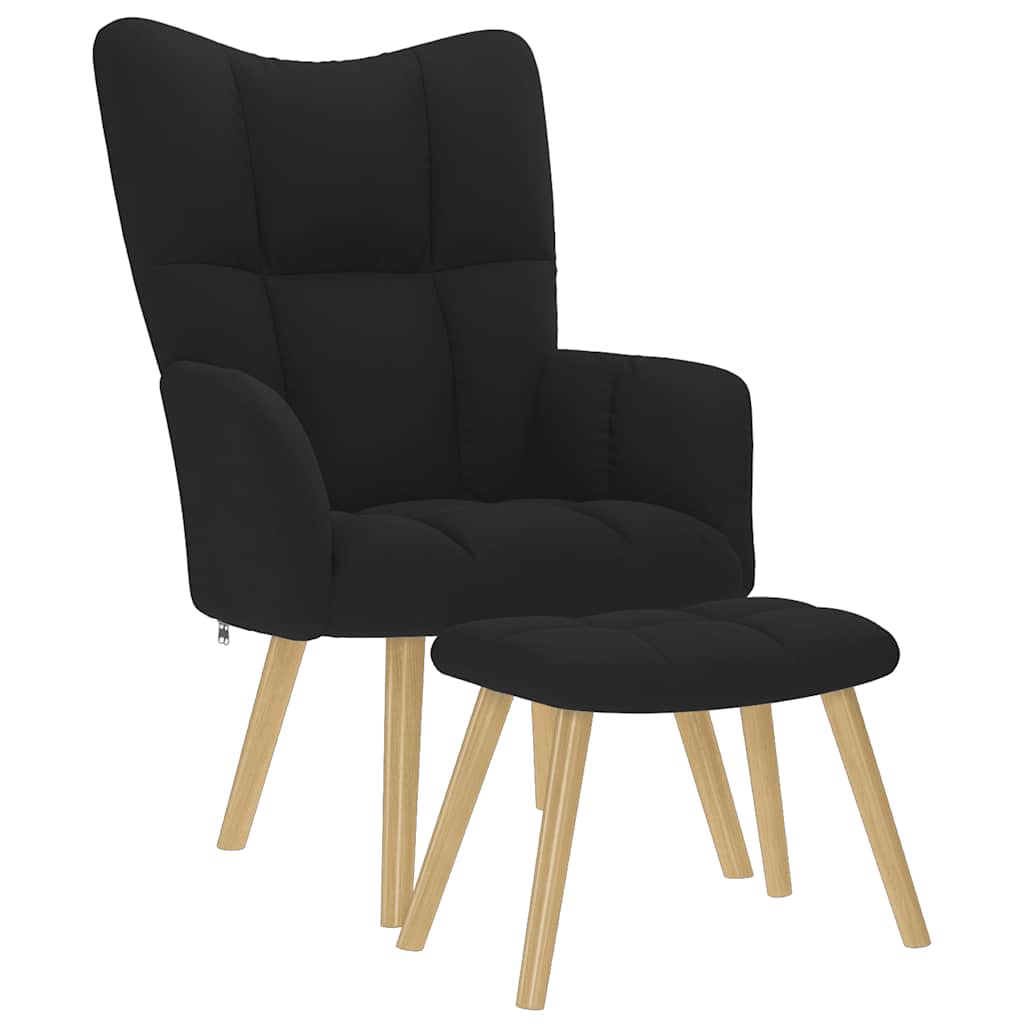Relaxstoel met voetenbank stof zwart is nu te koop bij PeponiXL, paradijselijk wonen!