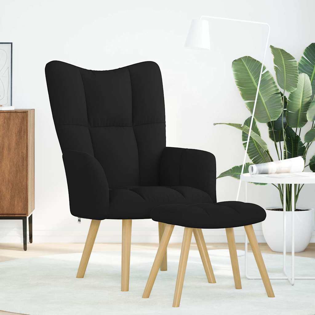 Relaxstoel met voetenbank stof zwart is nu te koop bij PeponiXL, paradijselijk wonen!