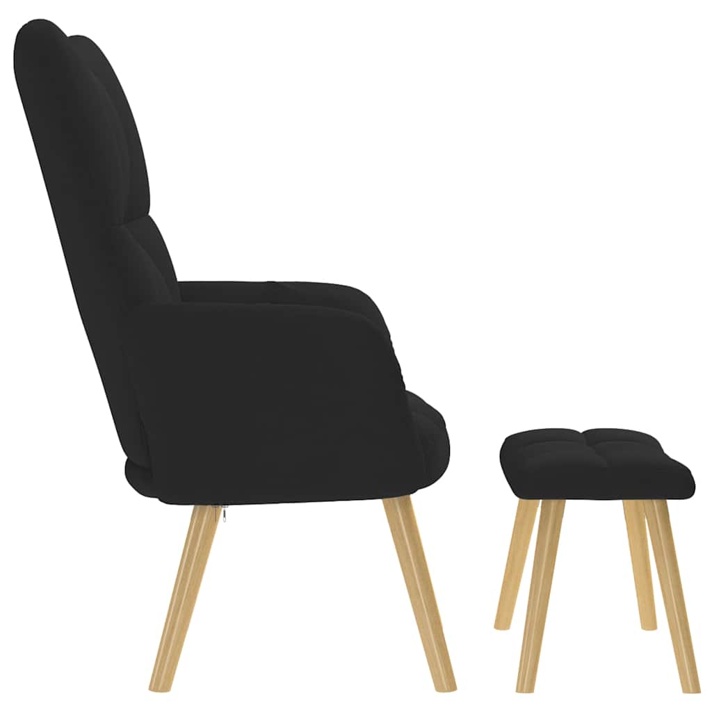 Relaxstoel met voetenbank stof zwart is nu te koop bij PeponiXL, paradijselijk wonen!