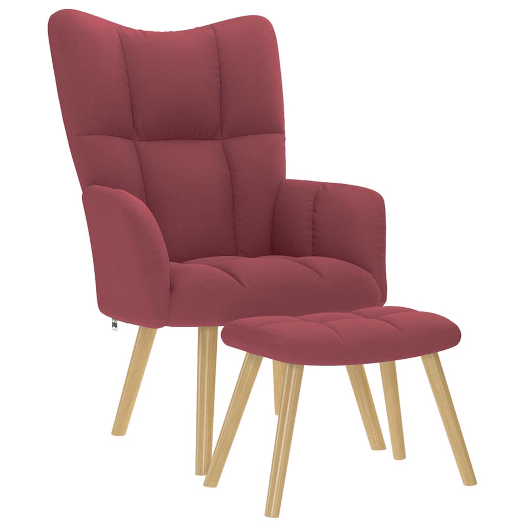 Relaxstoel met voetenbank stof wijnrood is nu te koop bij PeponiXL, paradijselijk wonen!