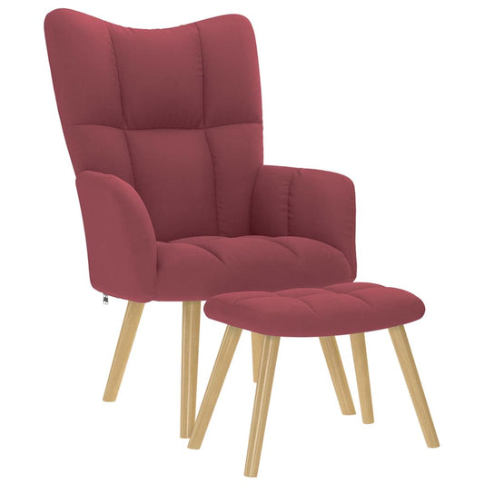 Relaxstoel met voetenbank stof wijnrood is nu te koop bij PeponiXL, paradijselijk wonen!