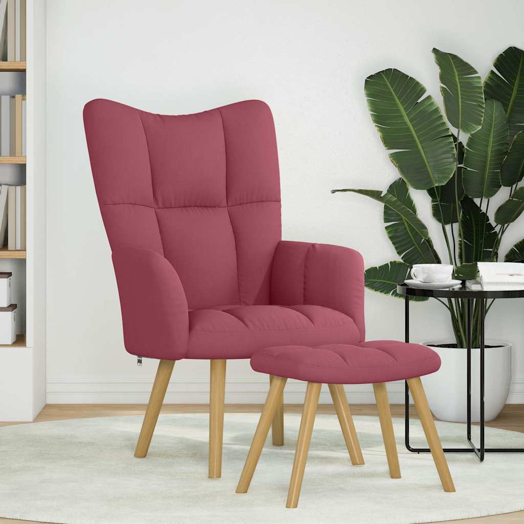 Relaxstoel met voetenbank stof wijnrood is nu te koop bij PeponiXL, paradijselijk wonen!