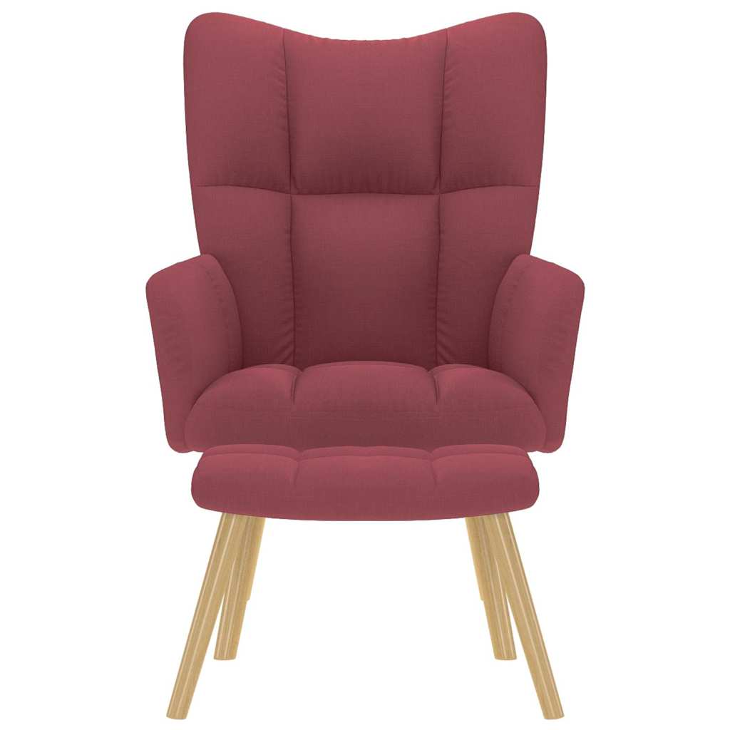 Relaxstoel met voetenbank stof wijnrood is nu te koop bij PeponiXL, paradijselijk wonen!