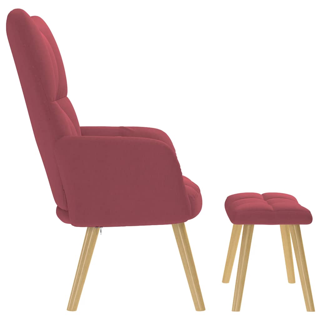 Relaxstoel met voetenbank stof wijnrood is nu te koop bij PeponiXL, paradijselijk wonen!
