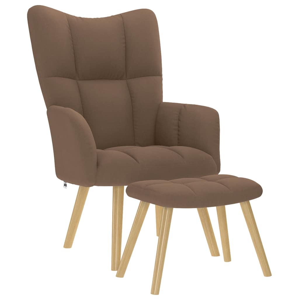 Relaxstoel met voetenbank stof bruin is nu te koop bij PeponiXL, paradijselijk wonen!