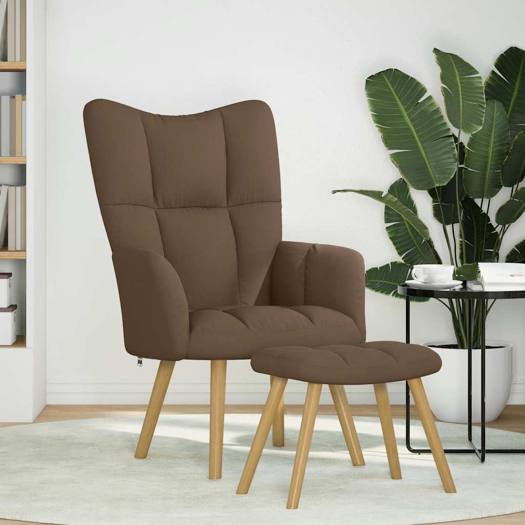 Relaxstoel met voetenbank stof bruin is nu te koop bij PeponiXL, paradijselijk wonen!