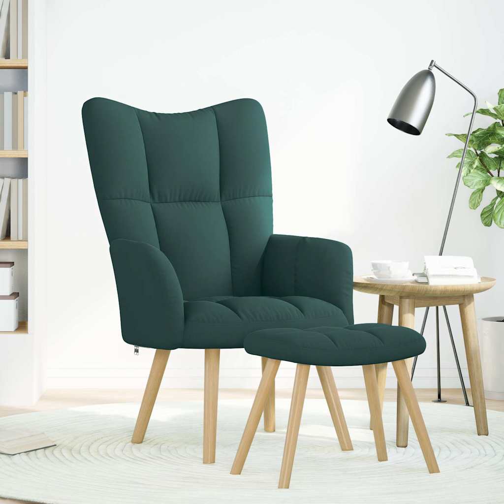 Relaxstoel met voetenbank stof donkergroen is nu te koop bij PeponiXL, paradijselijk wonen!