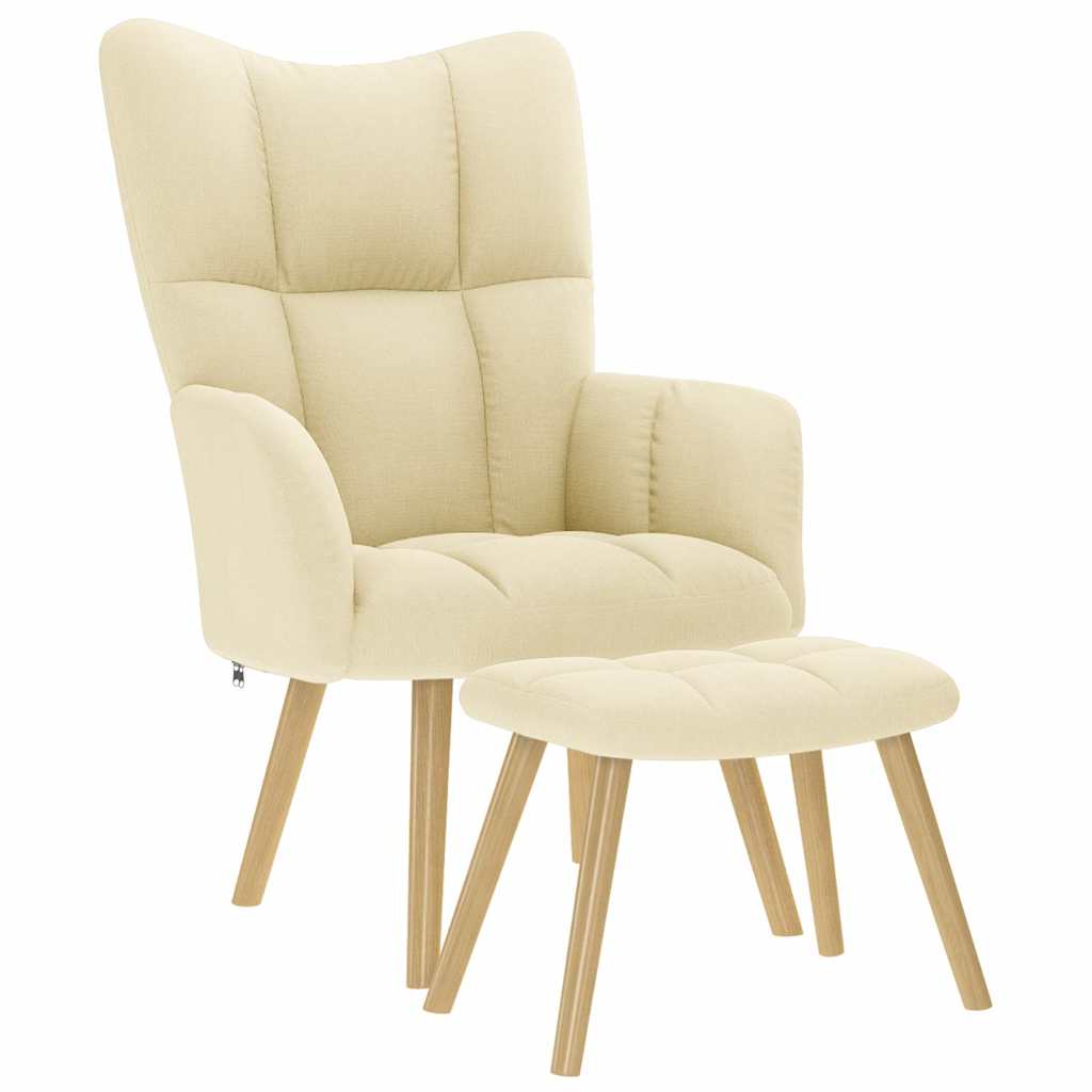 Relaxstoel met voetenbank stof crèmekleurig is nu te koop bij PeponiXL, paradijselijk wonen!