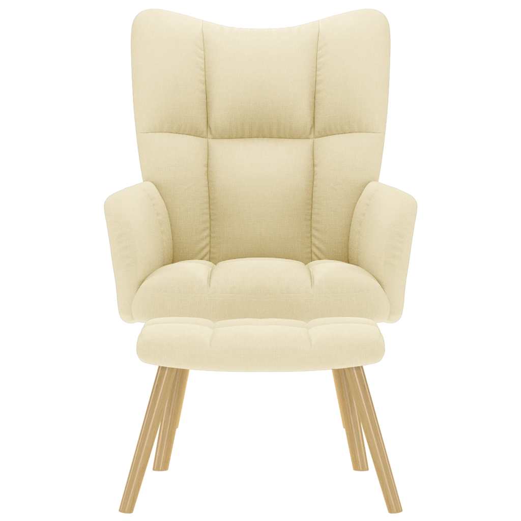Relaxstoel met voetenbank stof crèmekleurig is nu te koop bij PeponiXL, paradijselijk wonen!