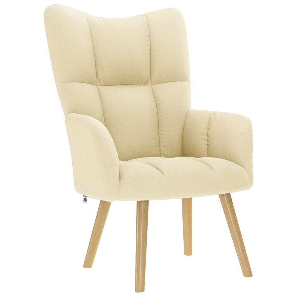 Relaxstoel met voetenbank stof crèmekleurig is nu te koop bij PeponiXL, paradijselijk wonen!