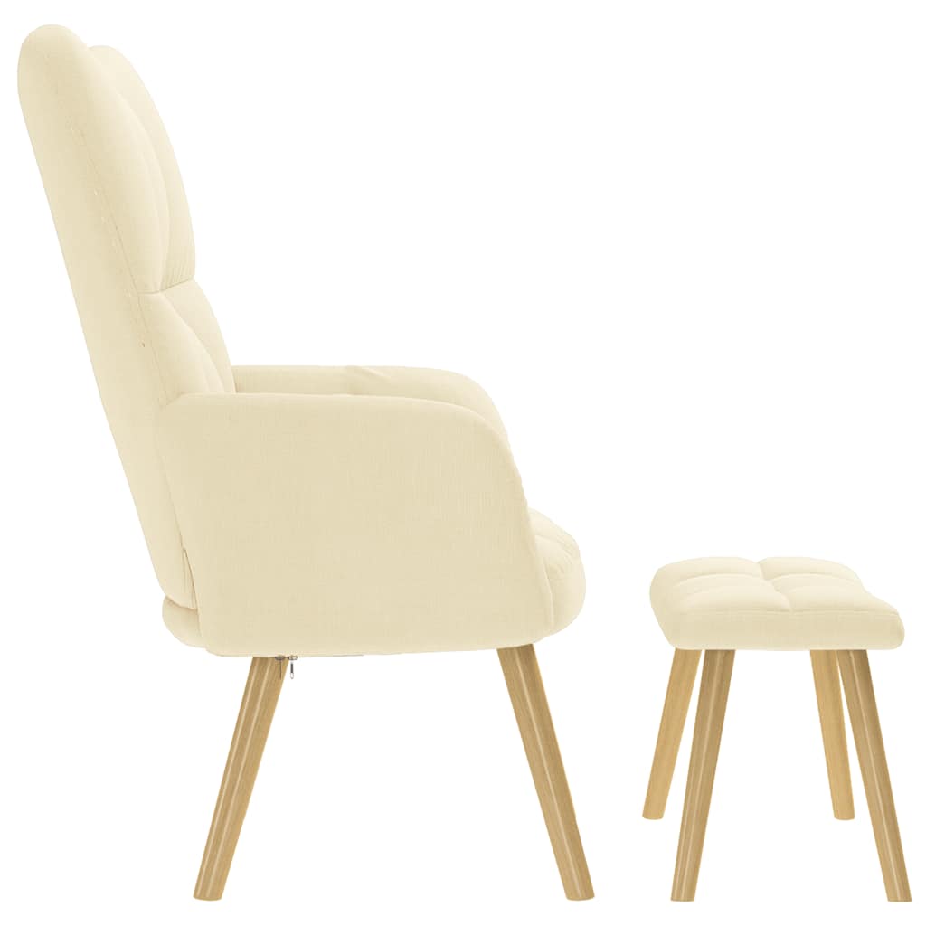 Relaxstoel met voetenbank stof crèmekleurig is nu te koop bij PeponiXL, paradijselijk wonen!