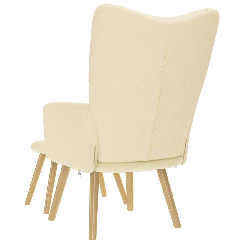 Relaxstoel met voetenbank stof crèmekleurig is nu te koop bij PeponiXL, paradijselijk wonen!