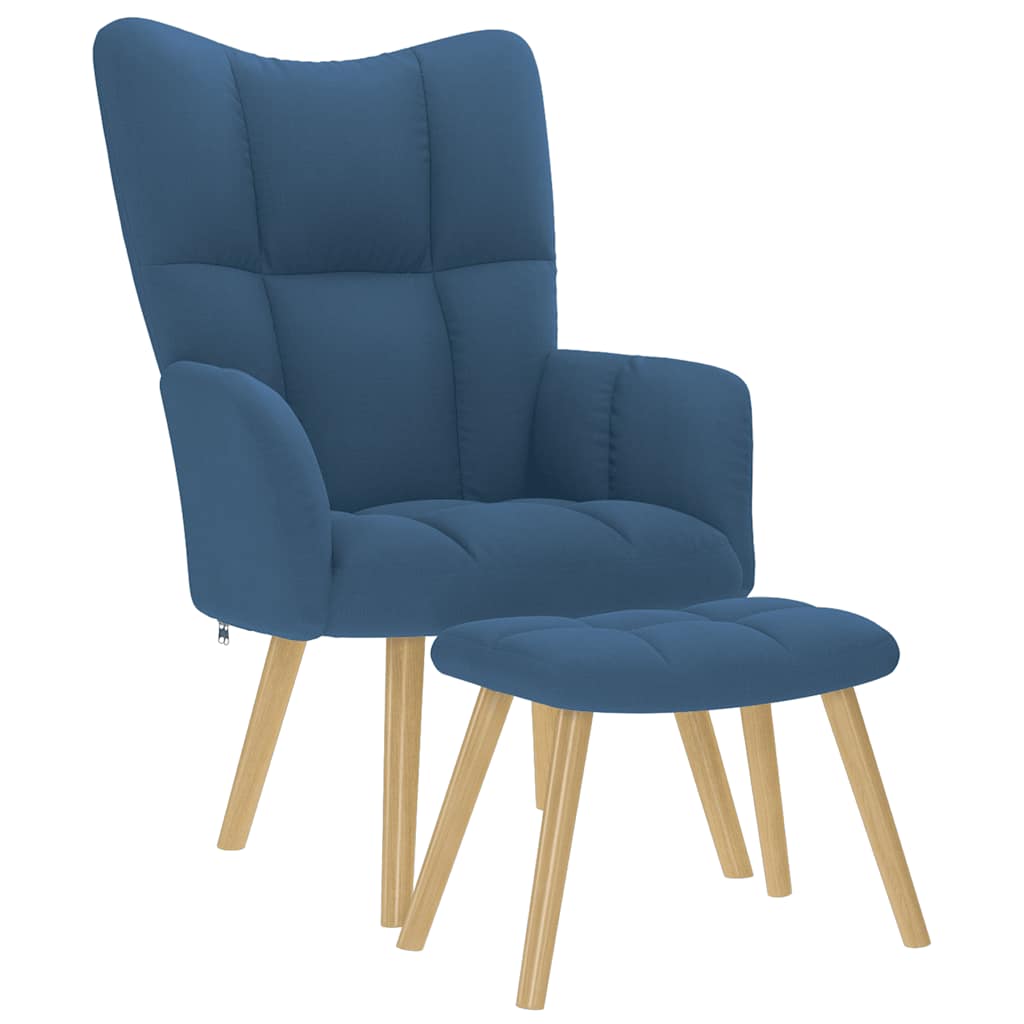 Relaxstoel met voetenbank stof blauw is nu te koop bij PeponiXL, paradijselijk wonen!