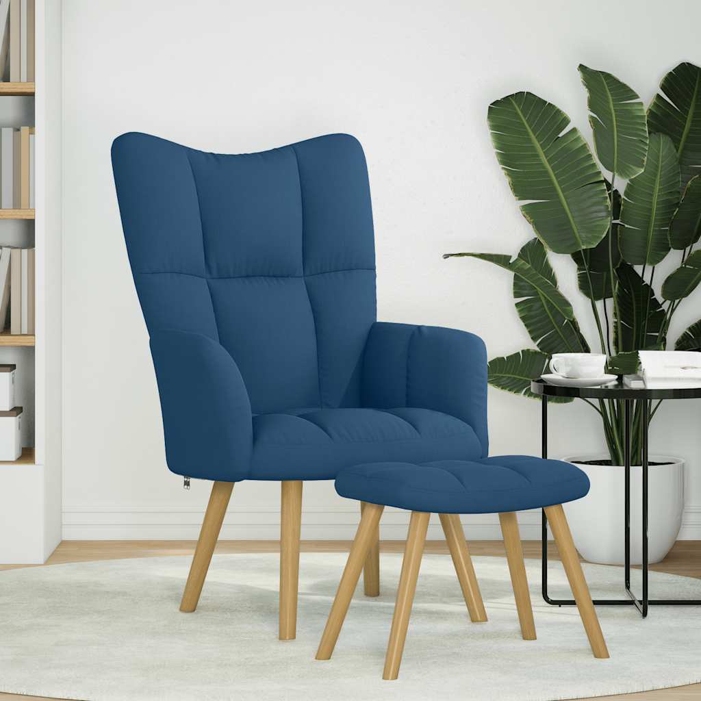 Relaxstoel met voetenbank stof blauw is nu te koop bij PeponiXL, paradijselijk wonen!