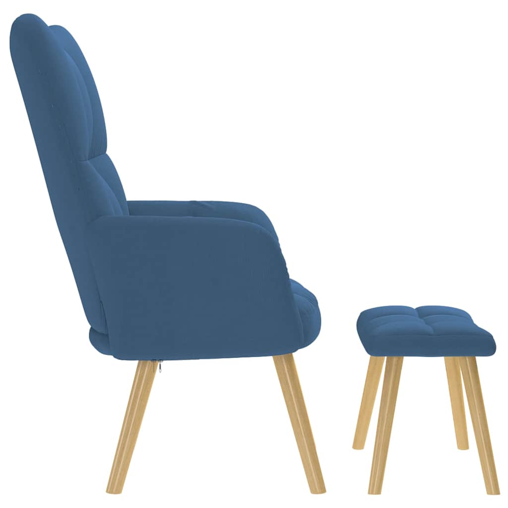 Relaxstoel met voetenbank stof blauw is nu te koop bij PeponiXL, paradijselijk wonen!