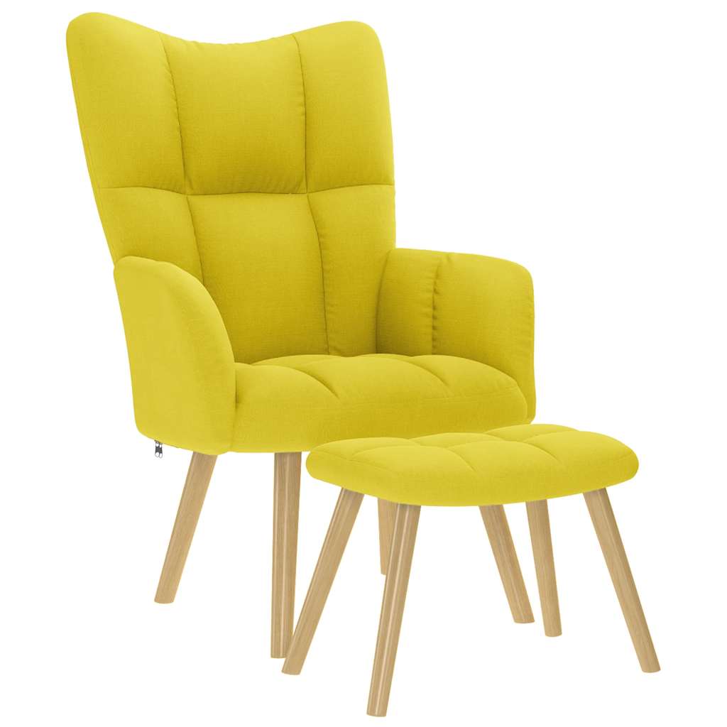 Relaxstoel met voetenbank stof lichtgeel is nu te koop bij PeponiXL, paradijselijk wonen!