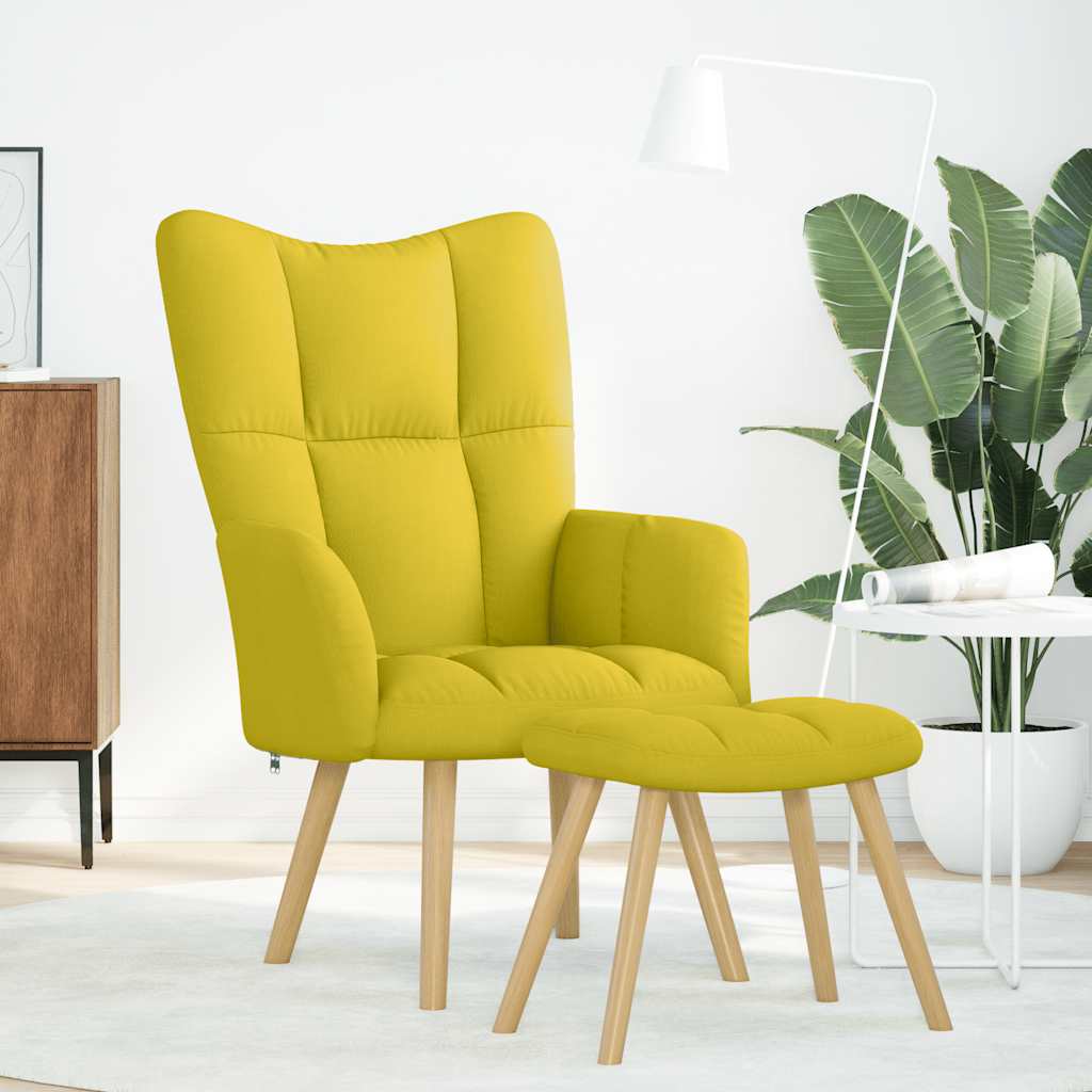 Relaxstoel met voetenbank stof lichtgeel is nu te koop bij PeponiXL, paradijselijk wonen!